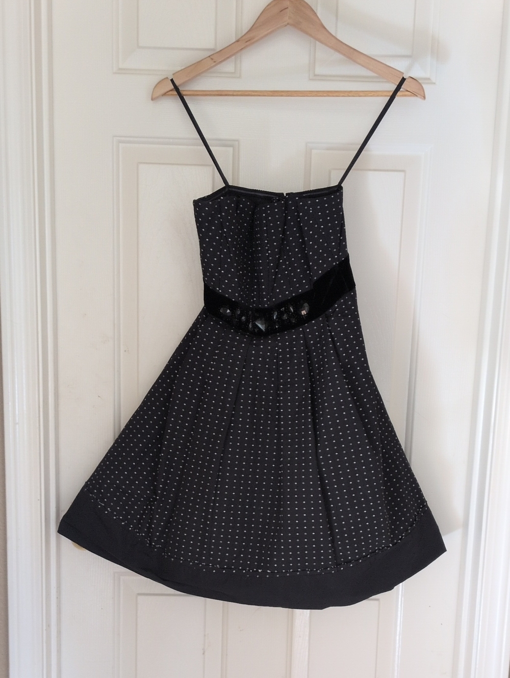 BCBGMaxAzria Black Polka Dot Spaghetti-Strap Mini Dress